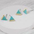 wholesale 925 Sterling Silver Triangle Turquoise & Rose Gold Cubic Zirconia Studs for Women (1 ct)-0-9