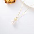 wholesale 14K Gold Diamond and Pearl Crown Pendant Necklace for Women (Length: 16-18)-0-3