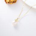 wholesale 14K Gold Diamond and Pearl Crown Pendant Necklace for Women (Length: 16-18)-0-3
