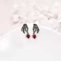 wholesale 925 Sterling Silver Heart and Skeleton Hands Dangle Earrings Wholesale Gothic Valentine's Day Gift for Her-0-1