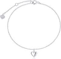 wholesale 14K Gold Stone Puff Heart Anklet for Women 9+1+1 Inch-White Gold