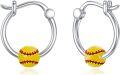 wholesale 925 Sterling Silver Yellow Baseball Hoop Earrings Sporty  for Her-0-0