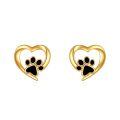 wholesale 14K Gold Pendant & Stud Set with Crystal Paw Prints and Heart Design - Gifts for Her-0-0