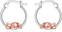 wholesale 925 Sterling Silver Cow Hoop Earrings - Adorable Animal  for Her-buffalo
