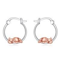 wholesale 925 Sterling Silver Cow Hoop Earrings - Adorable Animal  for Her-buffalo