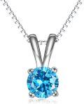 wholesale Sterling Silver Cubic Zirconia Solitaire Pendant Necklace for Women-0-0