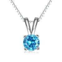 wholesale 925 Sterling Silver Pendant Necklace Wholesale With Green Gemstone And Chain-December-Blue Topaz
