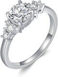 wholesale TOUPOP 1ct Moissanite Engagement Rings For Women 925 Sterling Silver D Color Vvs1 Moissanite Diamond Bridal Wedding Promise Ring Anniversary Ring For Wife Birthday Valentine's Day Jewelry Gifts -0-0
