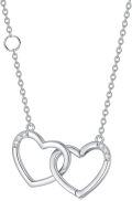 wholesale 925 Sterling Silver Double Heart Pendant with Cubic Zirconias Necklaces for Women Valentines Day Gifts-0-0