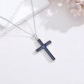 wholesale 925 Sterling Silver Blue Stone Cross Pendant Necklace for Women-0-2