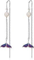 wholesale 925 Sterling Silver Mermaid Tail Drop Pearl Earrings  for Her-0-0