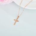 wholesale 14K Gold Cubic Zirconia Cross Pendant Necklace for Women 28cm Long Chain-0-4