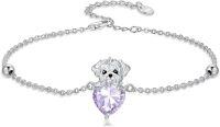 wholesale  Metal Stone Maltese Dog Birthstone Bracelet Gift for Women ( chars)-June
