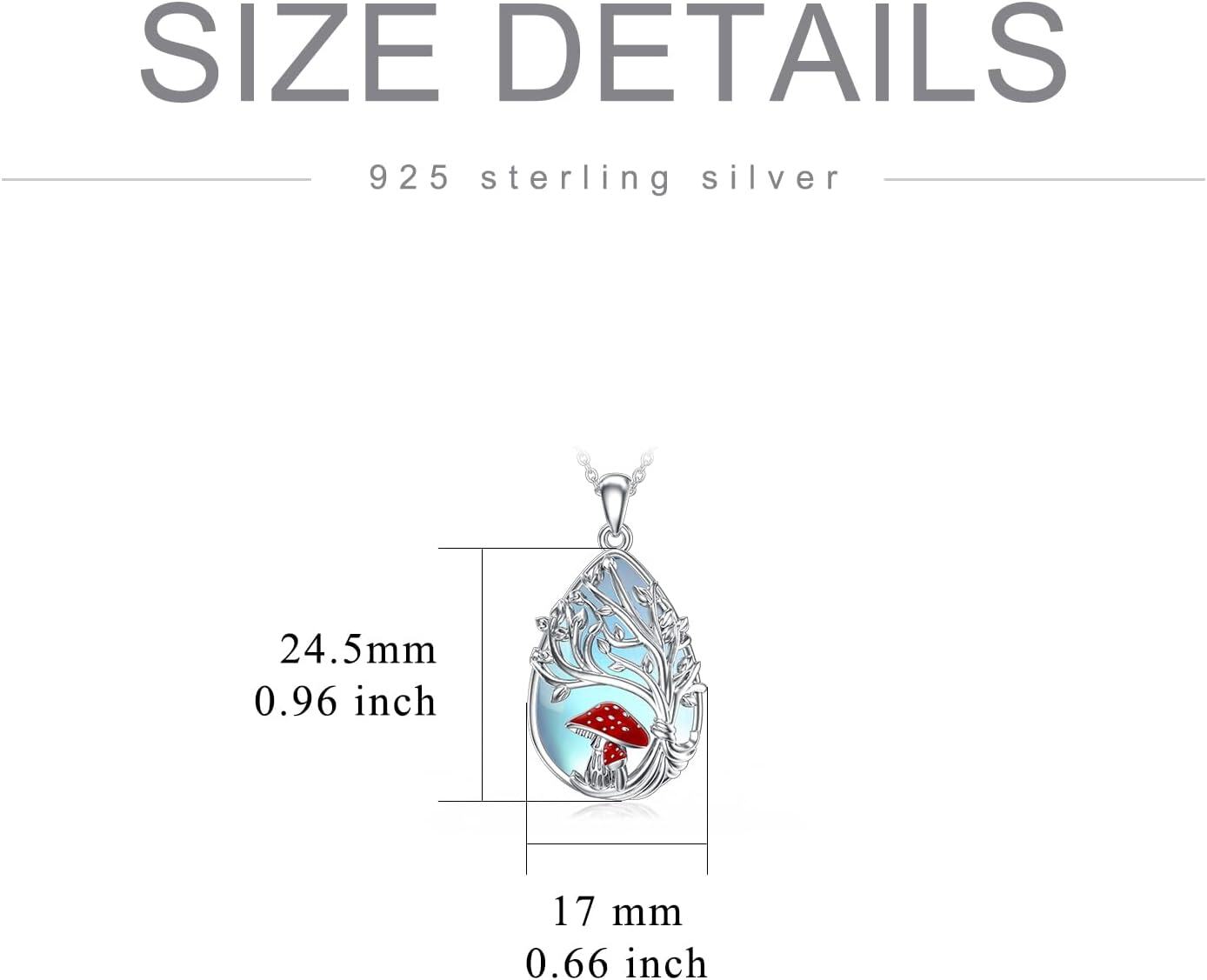 wholesale 925 Sterling Silver Red Enamel Mushroom Tree of Life Pendant Necklace for Women-0-2