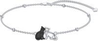 wholesale 925 Sterling Silver Black & White Cats Adjustable Link Chain Bracelet (7-9 inches)-B-2 Cats