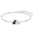 wholesale 925 Sterling Silver Black White Kissing Cat Couple Adjustable Chain Bracelet-0-0