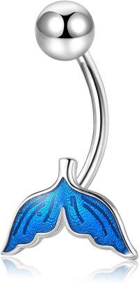 wholesale 925 Sterling Silver Mermaid Tail Navel Barbell Body Jewelry for Women-B-Mermaid