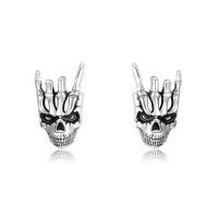 wholesale 925 Sterling Silver Hand of Death Stud Earrings - Gothic Skeleton Jewelry for Women & Men-Skull Hand Stud Earrings #3