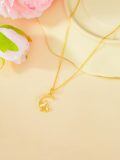 TOUPOP 14K Gold Moon Animal Necklace, Cat Dog Rabbit, 16+2 Inch-0-4
