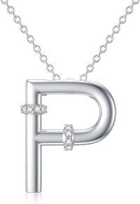 wholesale 925 Sterling Silver WG 925 Sterling Silver Natural Diamond A Z Letter Necklace for Women-P