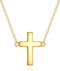 wholesale 14K Gold Small Cross Pendant Chain Necklaces Minimalist Religious  for Girls and Women-Dainty Cross Necklace