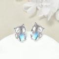 wholesale 925 Sterling Silver Moonstone Cat Stud Earrings-0-2