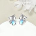 wholesale 925 Sterling Silver Happy Cat Earrings With Blue Gemstones-0-2