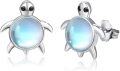 wholesale 925 Sterling Silver Moonstone Turtle Stud Earrings - Ocean Themed Sea Animal  for Her-0-0