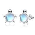 wholesale 925 Sterling Silver Sea Turtle Moonstone Stud Earrings Platinum Plated Animal Jewelry For Women-0-0