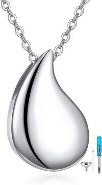 wholesale 925 Sterling Silver Tear Drop Hourglass Cremation Jewelry Keepsake Urn Necklace with Funnel and Fill Tool-Teardrop Urn Necklace 02