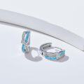 wholesale 925 Sterling Silver Blue Opal & Cubic Zirconia Huggie Hoop Earrings Gift for Her Him-0-2