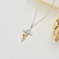 wholesale 925 Sterling Silver Bee and Cross Pendant Necklace for Women - Forever in My Heart Religious s-0-4