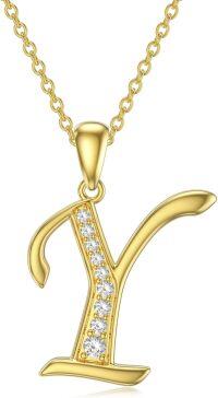 wholesale 14K Gold Moissanite A Z Initial Necklace for Women 16+2 -Y