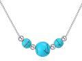 wholesale 925 Sterling Silver & Natural Turquoise Beaded Necklace for Women - Mother's Day Gift-0-0