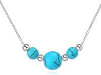 wholesale 925 Sterling Silver & Natural Turquoise Beaded Necklace for Women - Mother's Day Gift-green