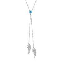 wholesale 925 Sterling Silver Blue Opal Angel Wings Pendant Necklace-December