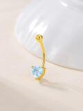 wholesale  14K Yellow Gold Plated 925 Sterling Silver Aquamarine Heart Belly Button Ring 14G 12mm Navel Bar-0-1