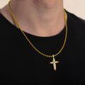 wholesale Gold-Plated 925 Sterling Silver CZ Baroque Cross Pendant Necklace for Women and Men-0-1