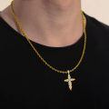 wholesale Gold-Plated 925 Sterling Silver CZ Baroque Cross Pendant Necklace for Women and Men-0-1