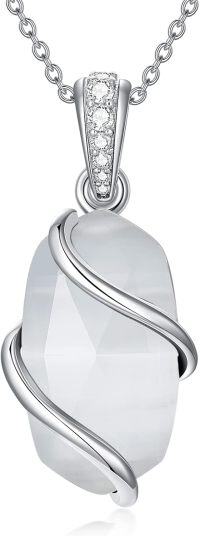 wholesale Sterling Silver Gemstone Dainty Pendant Necklace for Women Mom Gift-A-Mother of Pearl