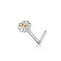wholesale 925 Sterling Silver Flower Design L-Shaped Nose Ring (Rose Gold)-0-0
