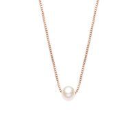 wholesale 14k White Gold Simple Freshwater Pearl Necklace-Rose Gold