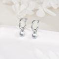 wholesale 925 Sterling Silver 12mm Hoop Earrings with 6mm Shell Pearl Drops for Women-0-2