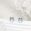 wholesale 925 Sterling Silver Blue Moonstone Owl Stud Earrings for Women Girls  4g-0-2
