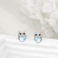 wholesale 925 Sterling Silver Cute Owl Moonstone Stud Earrings Platinum Plated Jewelry For Women-0-2