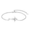 wholesale 925 Sterling Silver Heart and Cross Charm Toggle Clasp Bracelet with Cubic Zirconia Accent - Adjustable Length Faith s for Women-0-0