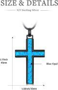 wholesale Blue Opal 925 Sterling Silver Cross Pendant Necklace for Men & Women-0-5