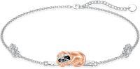wholesale 925 Sterling Silver Sloth Bracelet with Cute 19mm Pendant for Relaxation & Mindfulness Gifts-Sloth