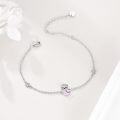 wholesale 925 Sterling Silver Pink Crystal Sloth Charm Bracelet for Women -0-1