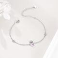 wholesale 925 Sterling Silver Pink Crystal Sloth Charm Bracelet for Women -0-1